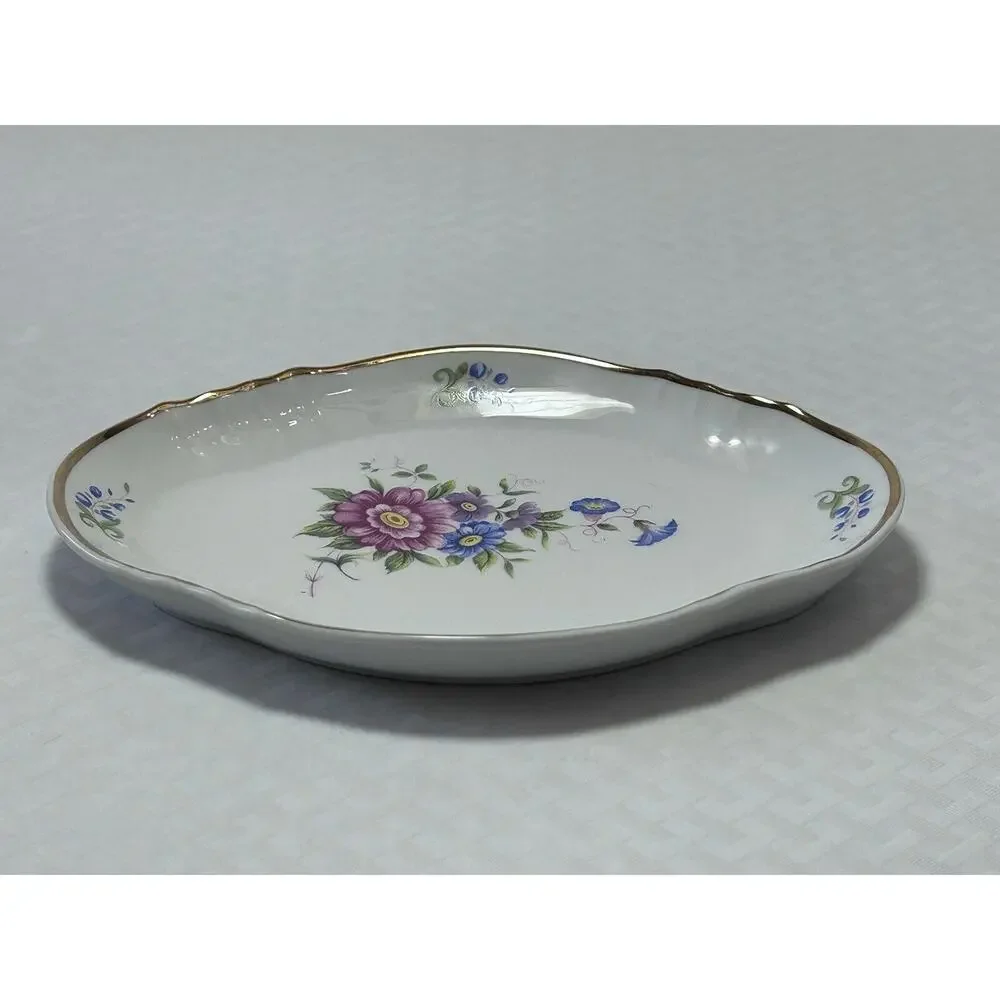 HOLLOHAZA HUNGARY Porcelain Trinket Dish Floral‎ Back stamp